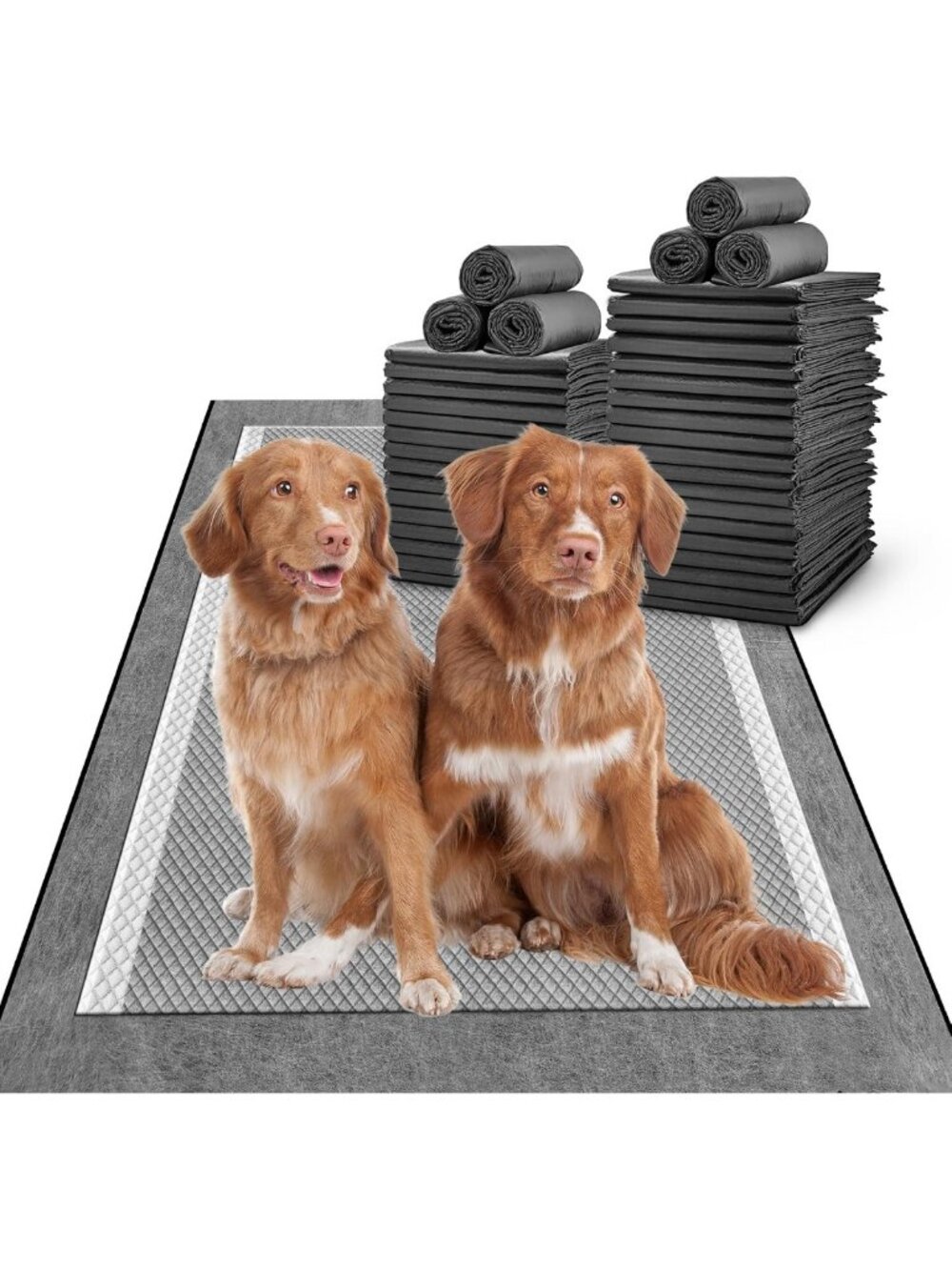 XXL Charcoal Dog Pee Pads - Disposable, No Leak, 28x44in, 25 Count, Large Size